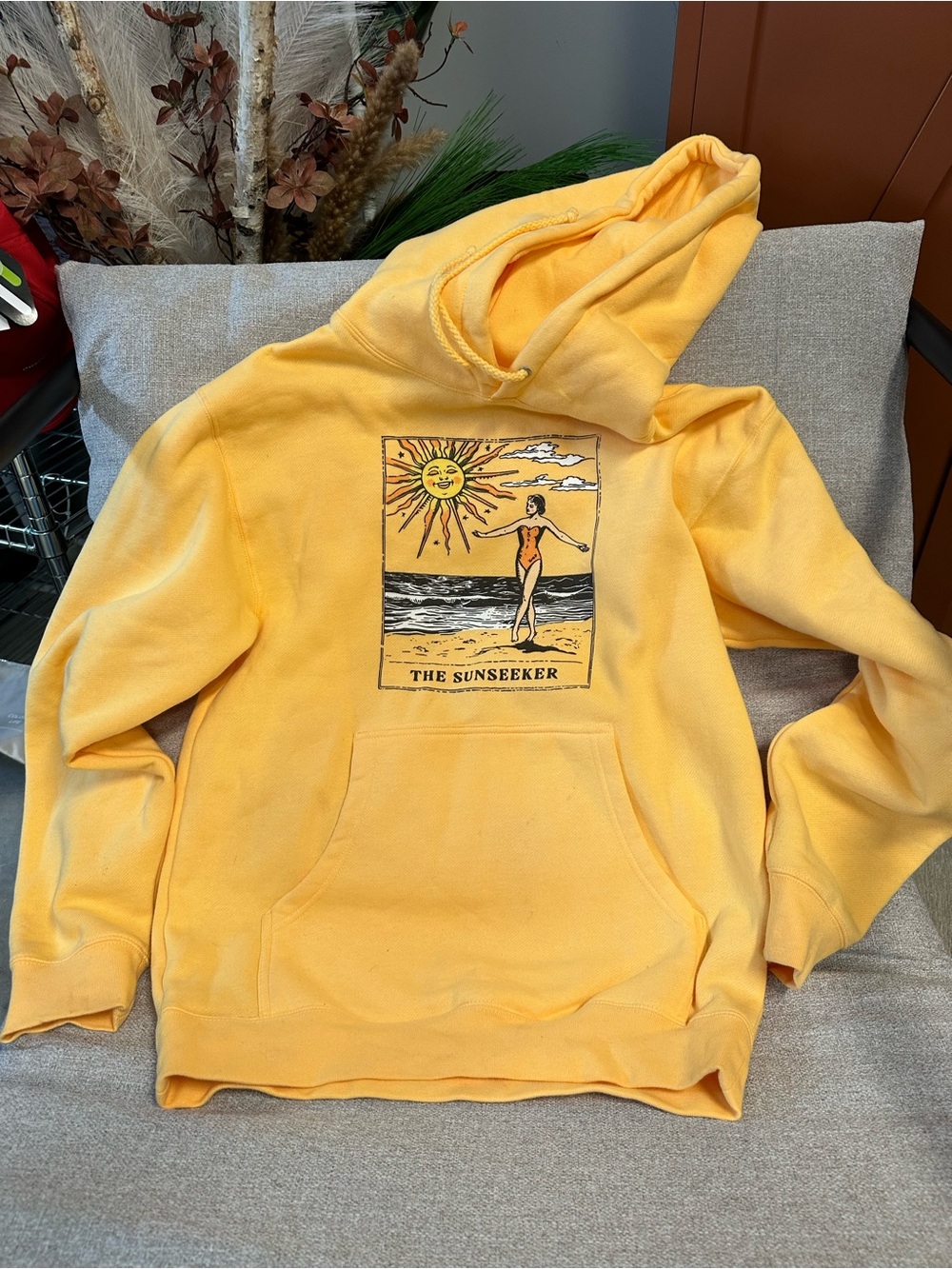 Just Washed- like new! Sunseeker tarot card Yellow Graphic Hoodie Lucy Jaynes
